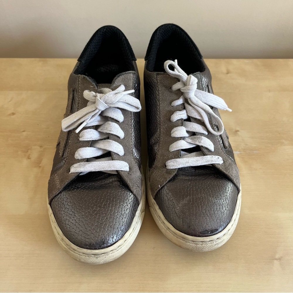 The Shoe Box charcoal silver metallic Leather Sneakers - Picture 3 of 8